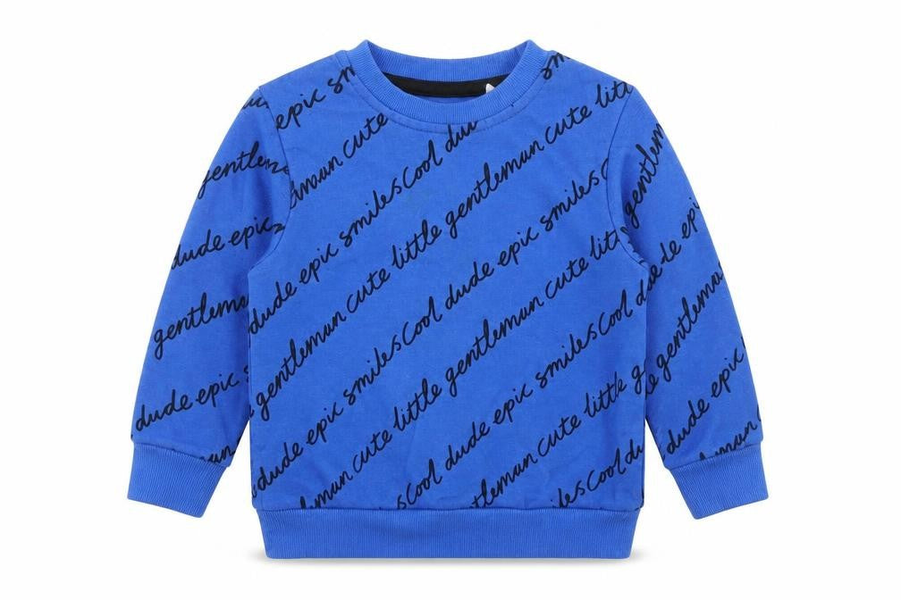 Front view of George boys’ blue geometric cotton pullover sweatshirt, size 2-3, years