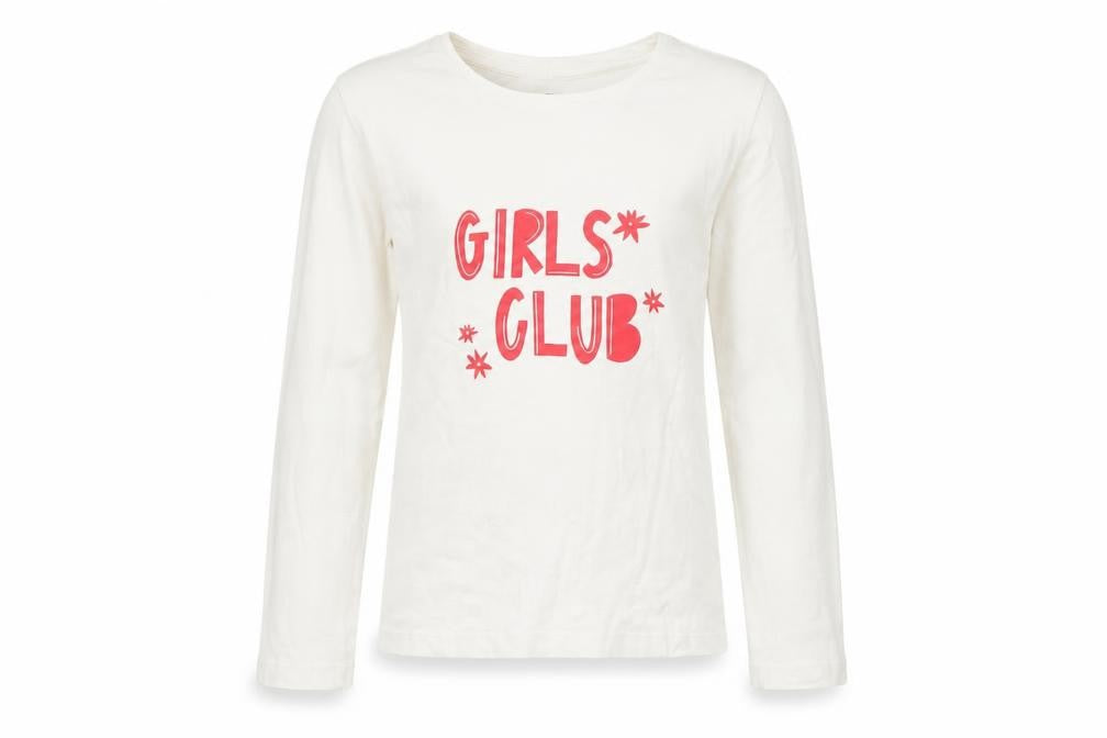 RTR Girls White  Cotton Pullover T-Shirt Size 5 Years Crew Neck  - Girls Club