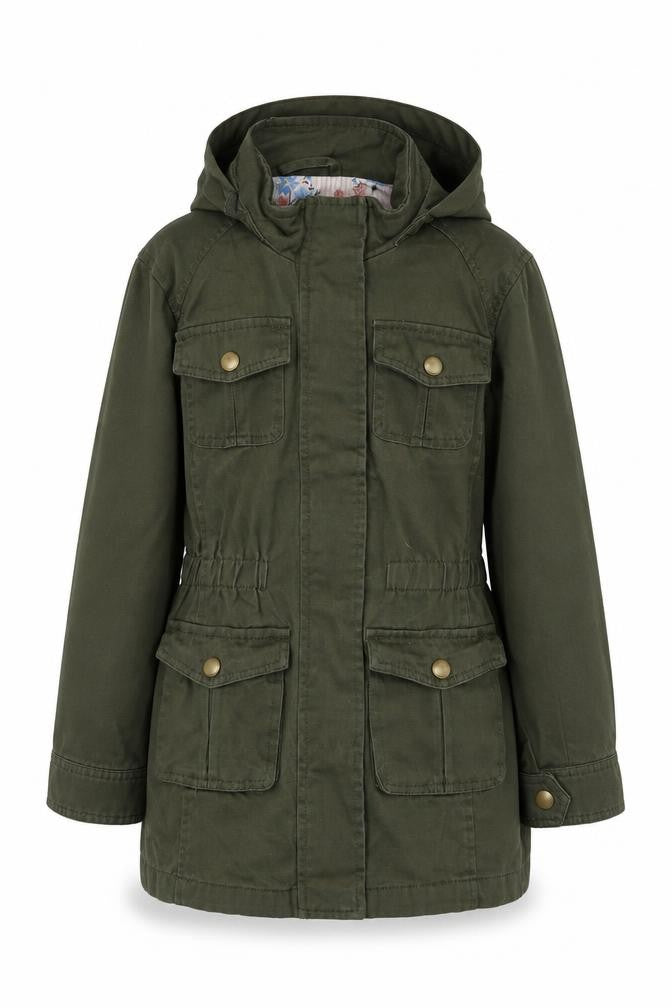 Front view of Matalan girls’ green anorak jacket, size 7, years