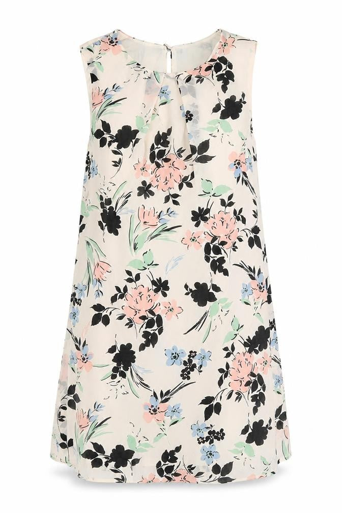 Front view of Primark women’s multicoloured floral polyester shift, size UK 12, boat neck