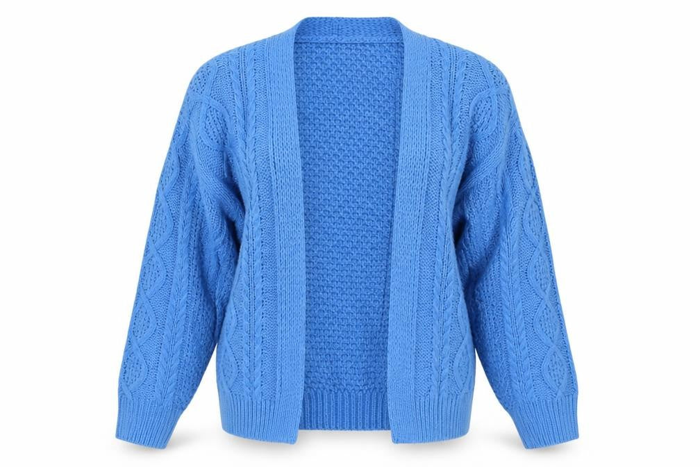 Daphnea Womens Blue V-Neck  Acrylic Cardigan Jumper Size M