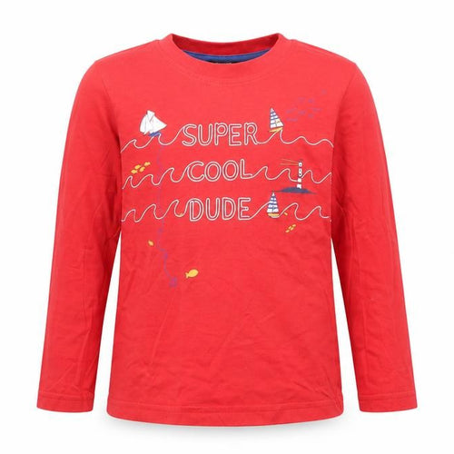 George Girls Red  Cotton Pullover T-Shirt Size 4-5 Years Crew Neck Pullover - Super Cool Dude