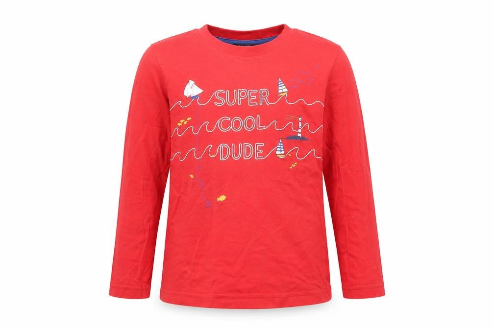 George Girls Red  Cotton Pullover T-Shirt Size 4-5 Years Crew Neck Pullover - Super Cool Dude