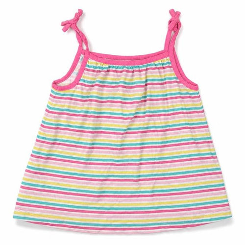 George Girls Pink Striped Cotton Basic Tank Size 3-4 Years Scoop Neck Pullover - Yellow and Green