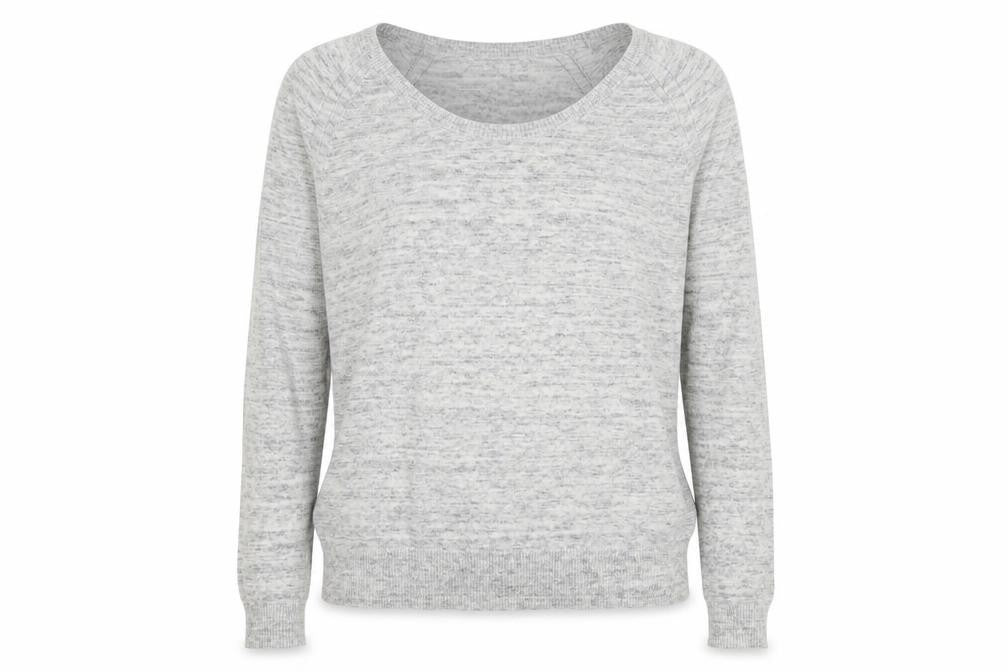 Front view of Gap men’s grey crew neck cotton jumper, size S