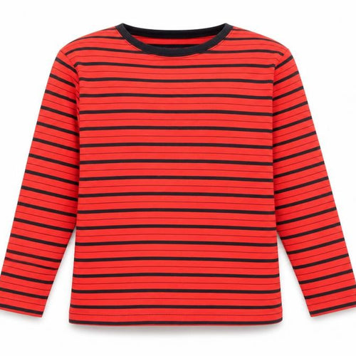 Casual & Co Womens Red Crew Neck Striped Cotton Pullover Jumper Size XL