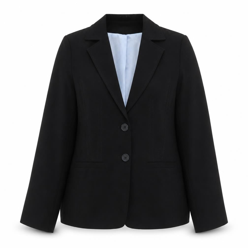 Front view of New Look women’s black polyester jacket suit jacket, size UK 10