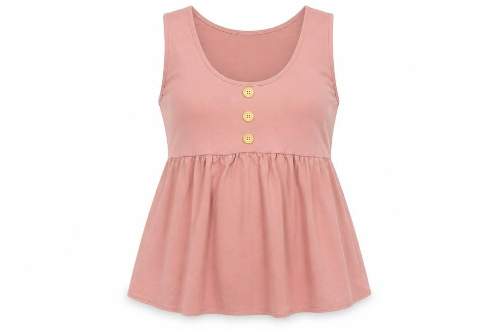 Front view of SHEIN women’s pink polyester basic tank, size XL, scoop neck