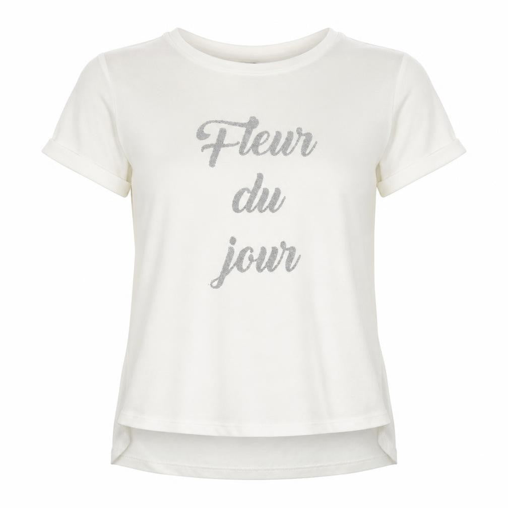 Max Womens White  Polyester Jersey T-Shirt Size 10 Round Neck - Fleur du jour