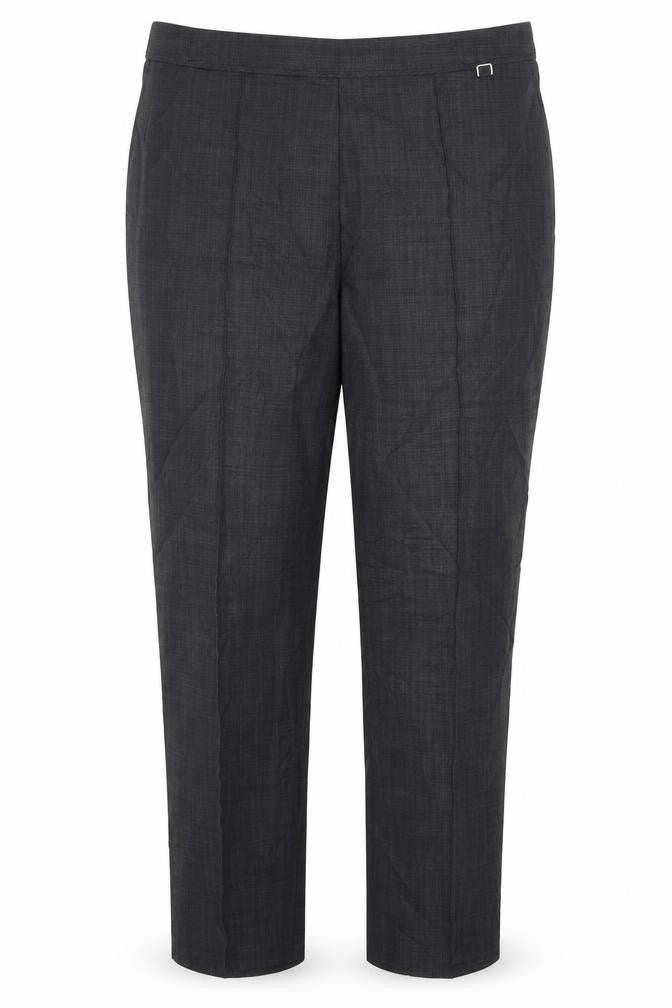 Front view of Marks & Spencer women’s grey polyester trousers, size UK 16, 29-inch leg regular
