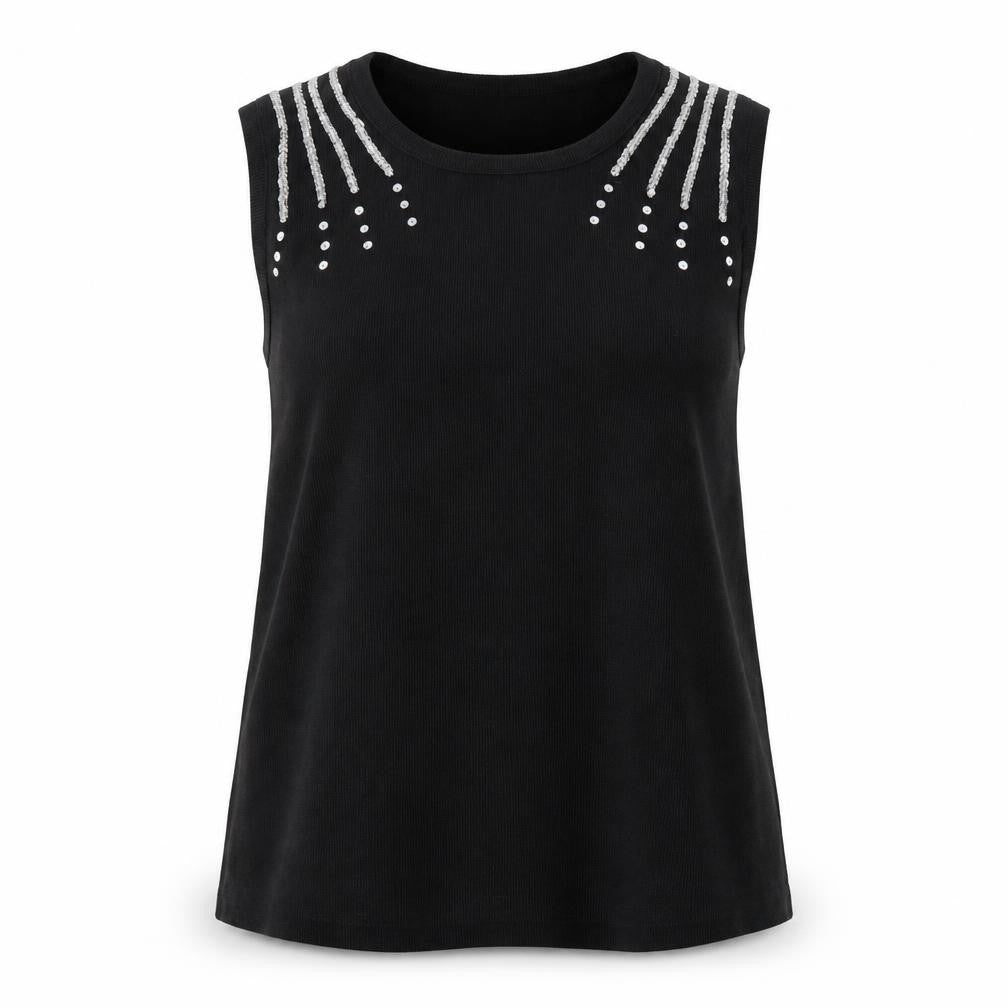 Anonymous Womens Black Round Neck  Cotton Vest Jumper Size XL