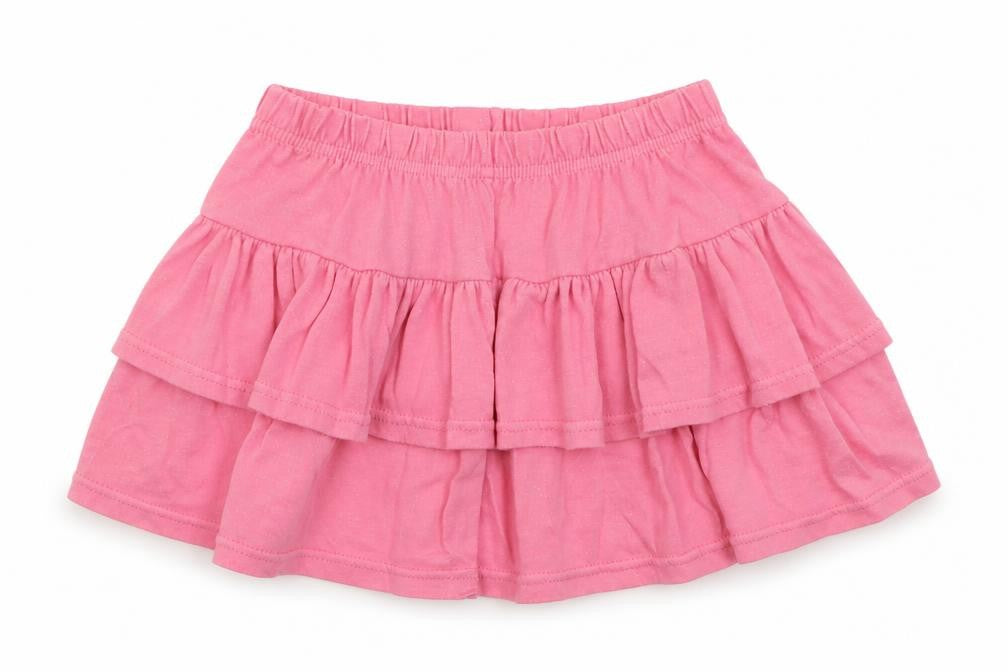 Front view of Adams girls’ pink polyester a-line skirt, size 2, years regular pull on