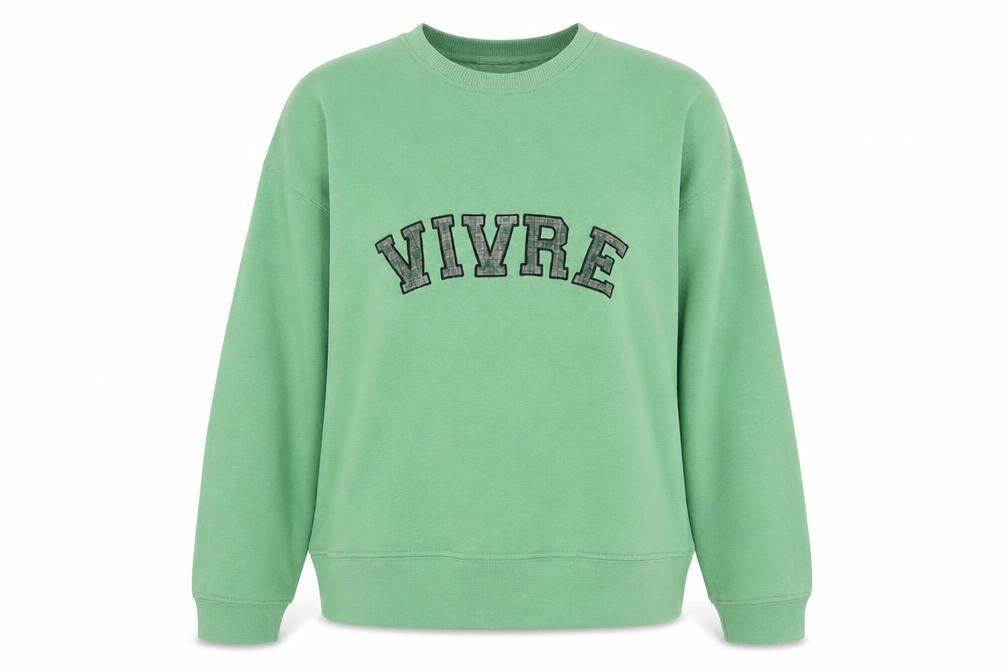 Front view of Gallery women’s green polyester pullover sweatshirt, size S, pullover