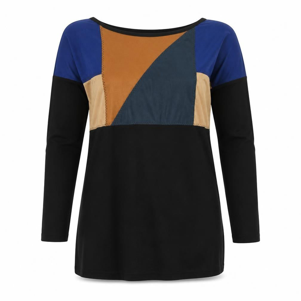 Front view of poster women’s multicoloured crew neck viscose jumper, size UK 14