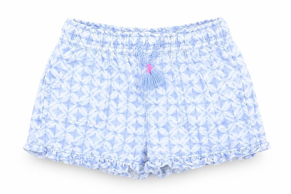 Gap Girls Blue Geometric Cotton Paperbag Shorts Size 5 Years  Regular Drawstring