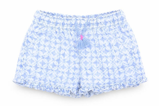 Gap Girls Blue Geometric Cotton Paperbag Shorts Size 5 Years  Regular Drawstring