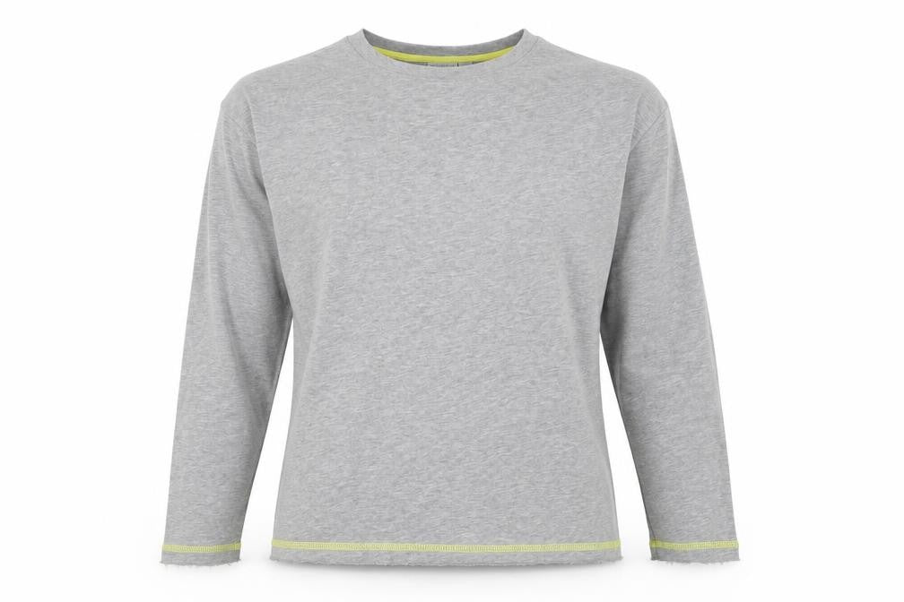 Front view of Blue Motion women’s grey crew neck cotton jumper, size UK 8