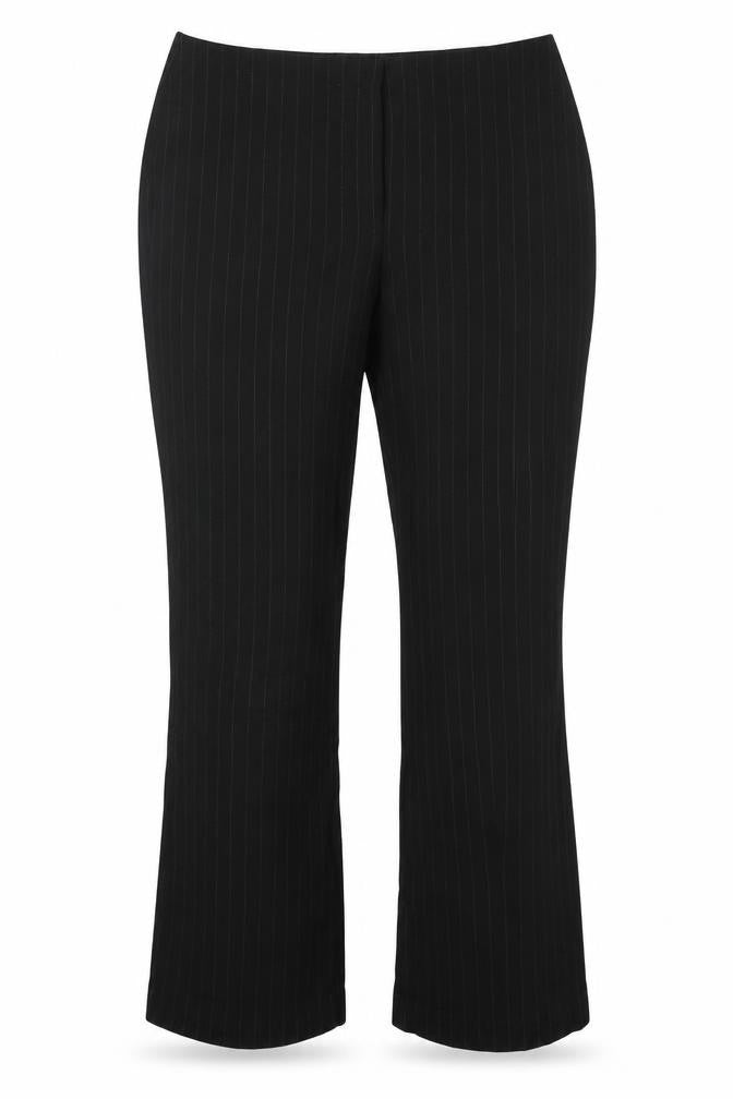 Marks and Spencer Womens Black Striped Viscose Trousers  Size 14 L30 in Regular