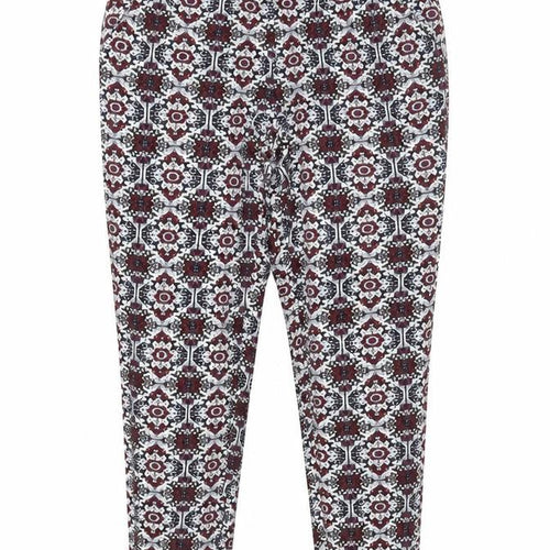 &M Womens Black Geometric Viscose Capri Trousers Size 12 L28 in Regular