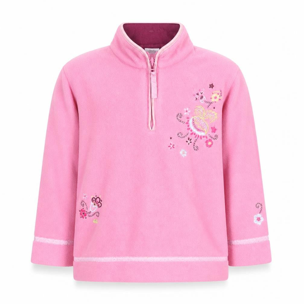 Front view of Next girls’ pink 100% polyester pullover hoodie, size 5, years zip