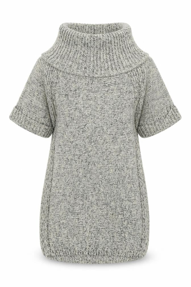 Front view of New Look women’s beige roll neck acrylic jumper, size M