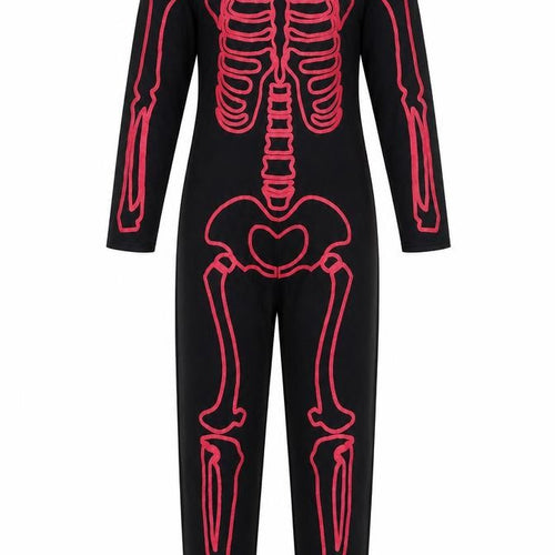 Wilko Girls Black  Polyester Jumpsuit One-Piece Size 5-6 Years  Hook & Loop - Skeleton Costume