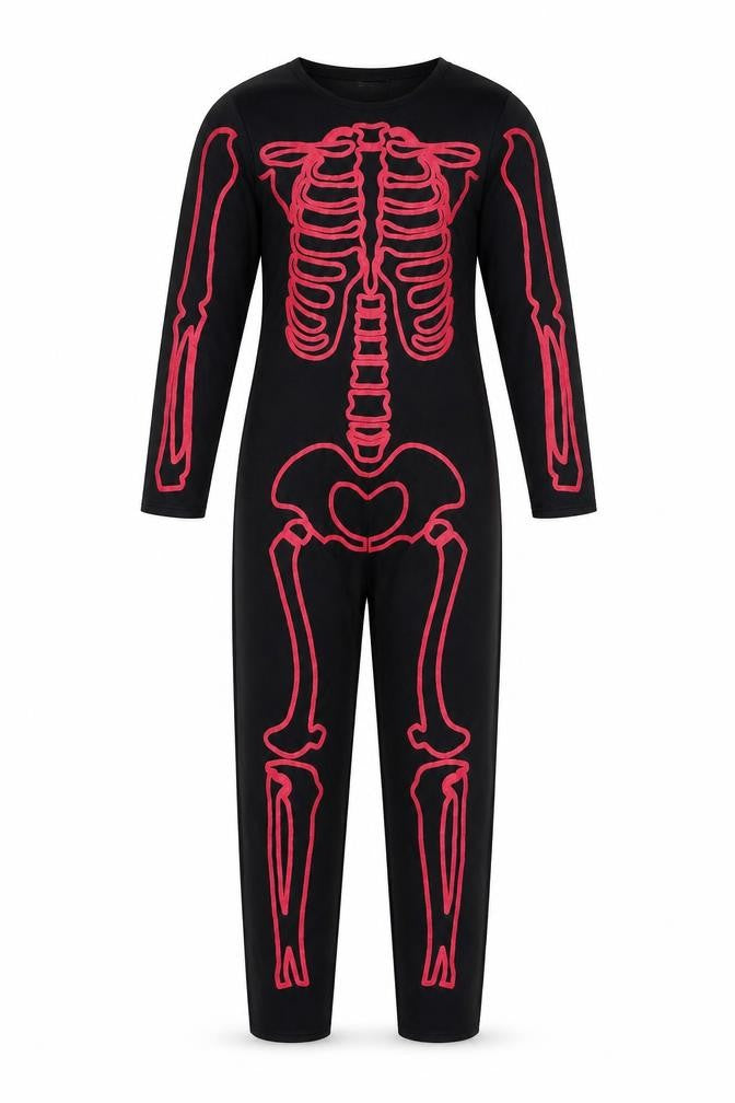 Wilko Girls Black  Polyester Jumpsuit One-Piece Size 5-6 Years  Hook & Loop - Skeleton Costume