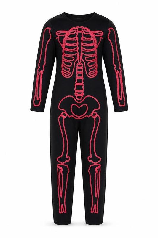 Wilko Girls Black  Polyester Jumpsuit One-Piece Size 5-6 Years  Hook & Loop - Skeleton Costume