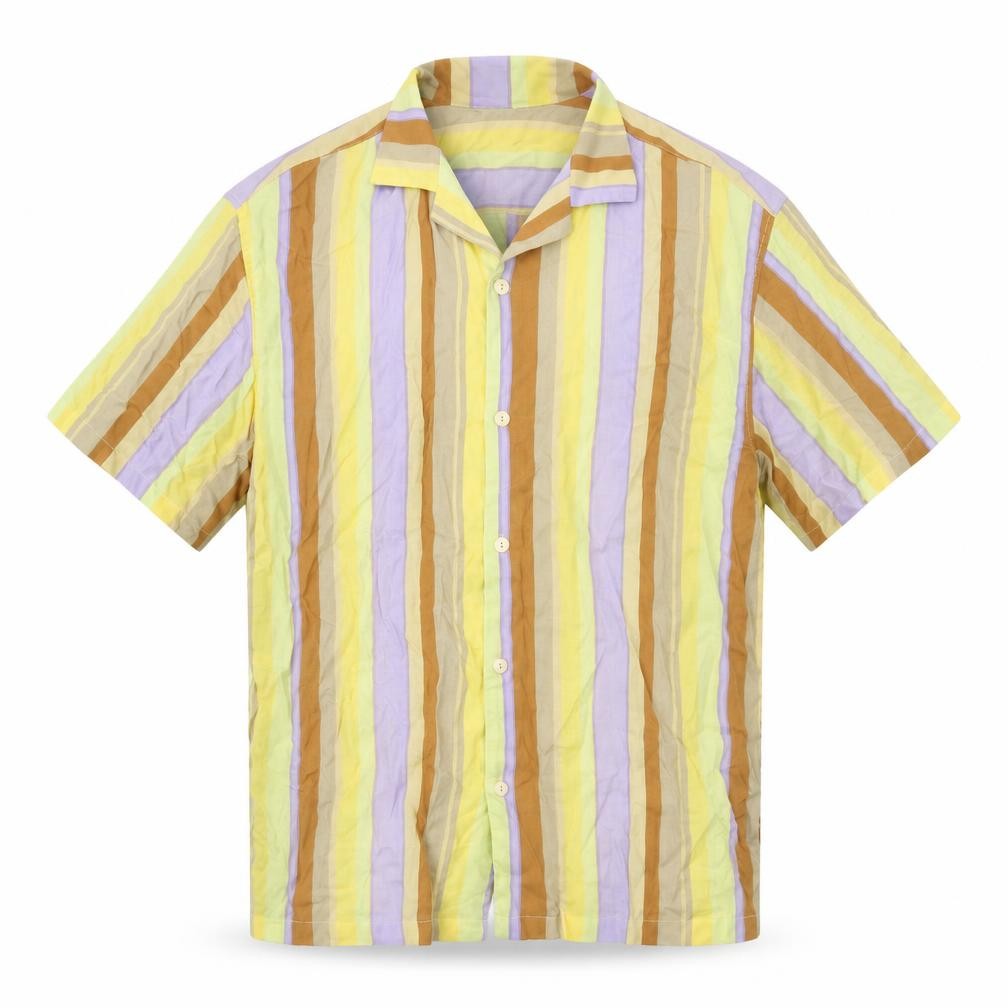 Pull&Bear Mens Multicoloured Striped Viscose  Button-Up Size S Collared Button