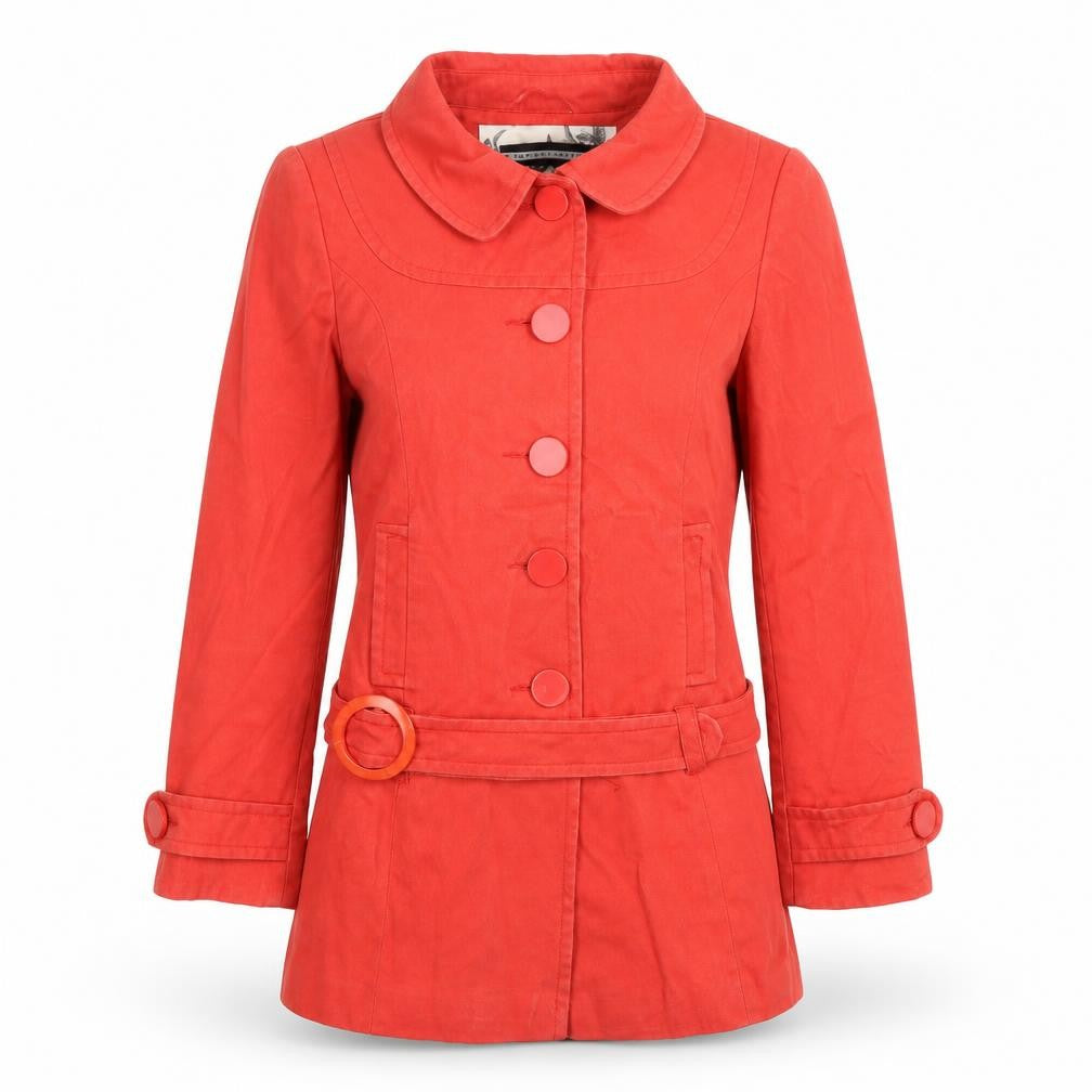 Front view of River Island women’s pink overcoat coat, size UK 8, button