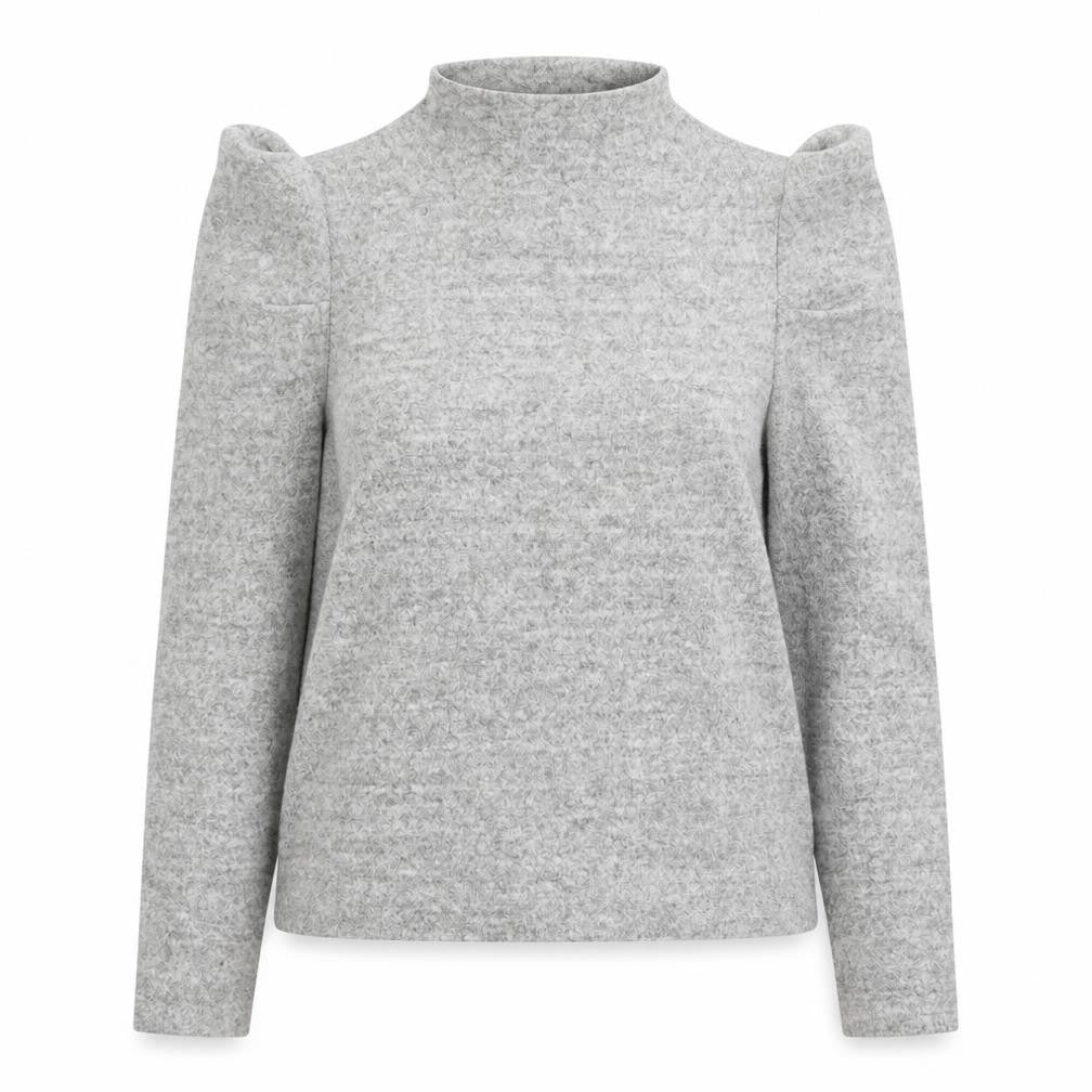 Front view of Papaya women’s grey mock neck viscose jumper, size UK 14