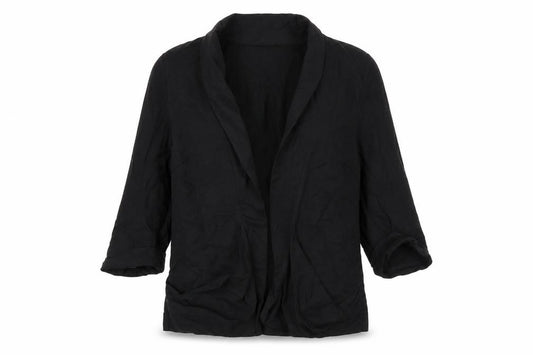 Front view of Warehouse women’s black lyocell jacket blazer, size UK 10