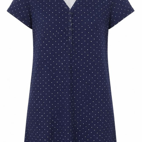 Dunnes Stores Womens Blue Polka Dot 100% Cotton Top Dress Size 8  Button