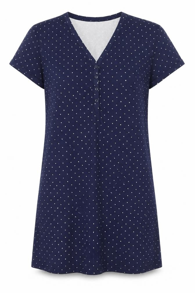 Dunnes Stores Womens Blue Polka Dot 100% Cotton Top Dress Size 8  Button