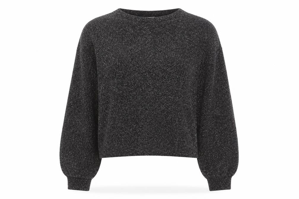 Front view of Divided by H&M women’s black round neck polyester jumper, size S