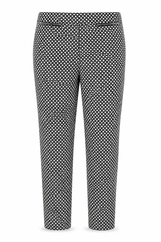 New Look Womens Black Geometric Polyester Dress Pants Trousers Size 10 L27 in Regular Button