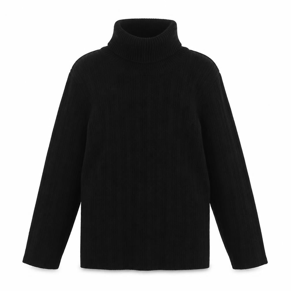 Front view of Next girls’ black roll neck cotton jumper, size 2, years pullover