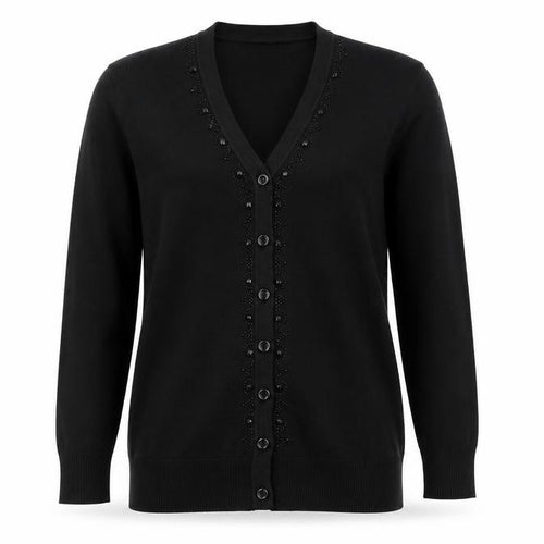 Wishwood Womens Black V-Neck  Polyester Cardigan Jumper Size M