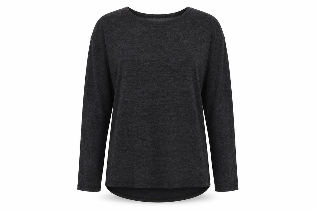 Front view of H&M women’s grey round neck polyester jumper, size L