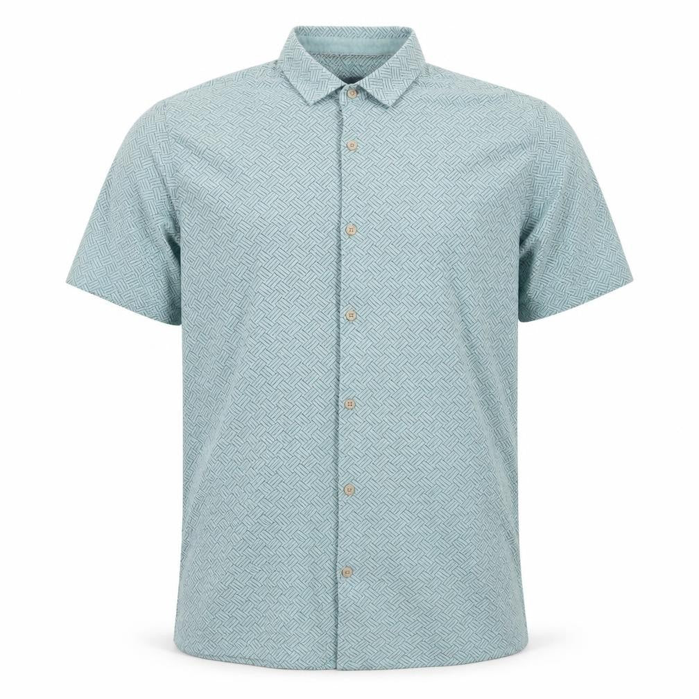 Front view of Matalan men’s blue cotton button-up, size XL, collared button
