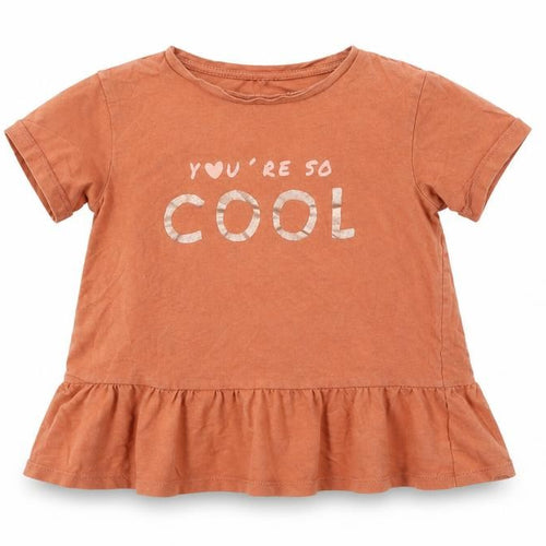 H&M Girls Orange  Cotton Basic T-Shirt Size 18-24 Months Round Neck Pullover - Slogan