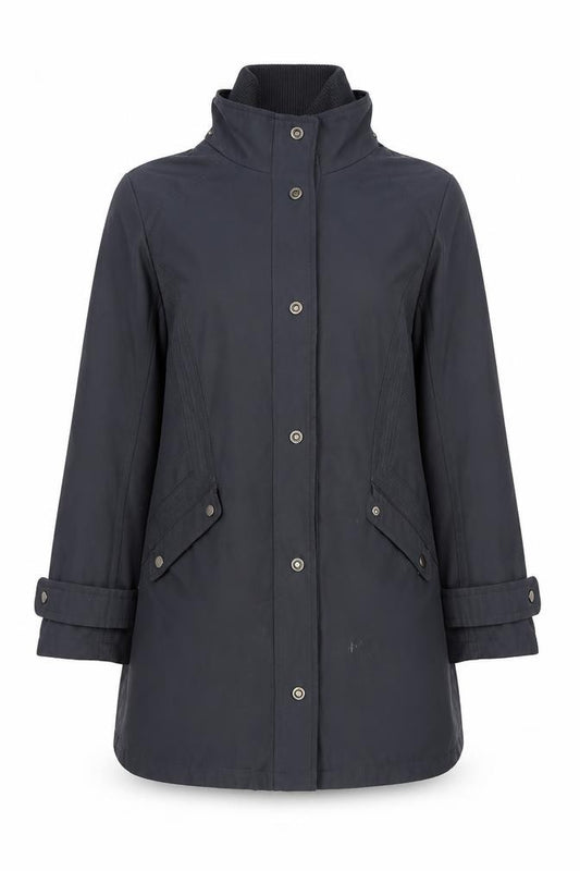 Front view of Principles women’s blue jacket coat, size UK 14, zip