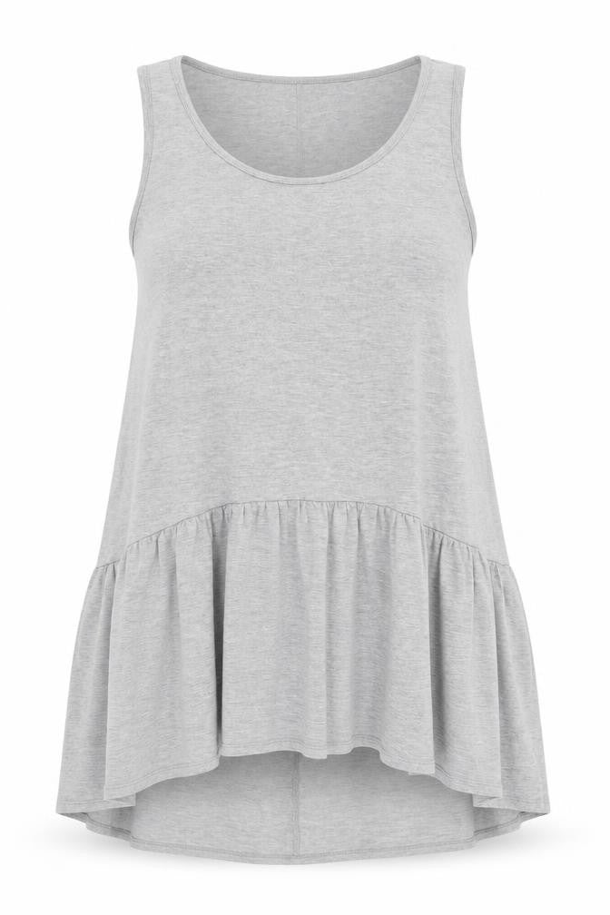 Front view of Atmosphere women’s grey viscose trapeze & swing, size UK 12, scoop neck pullover