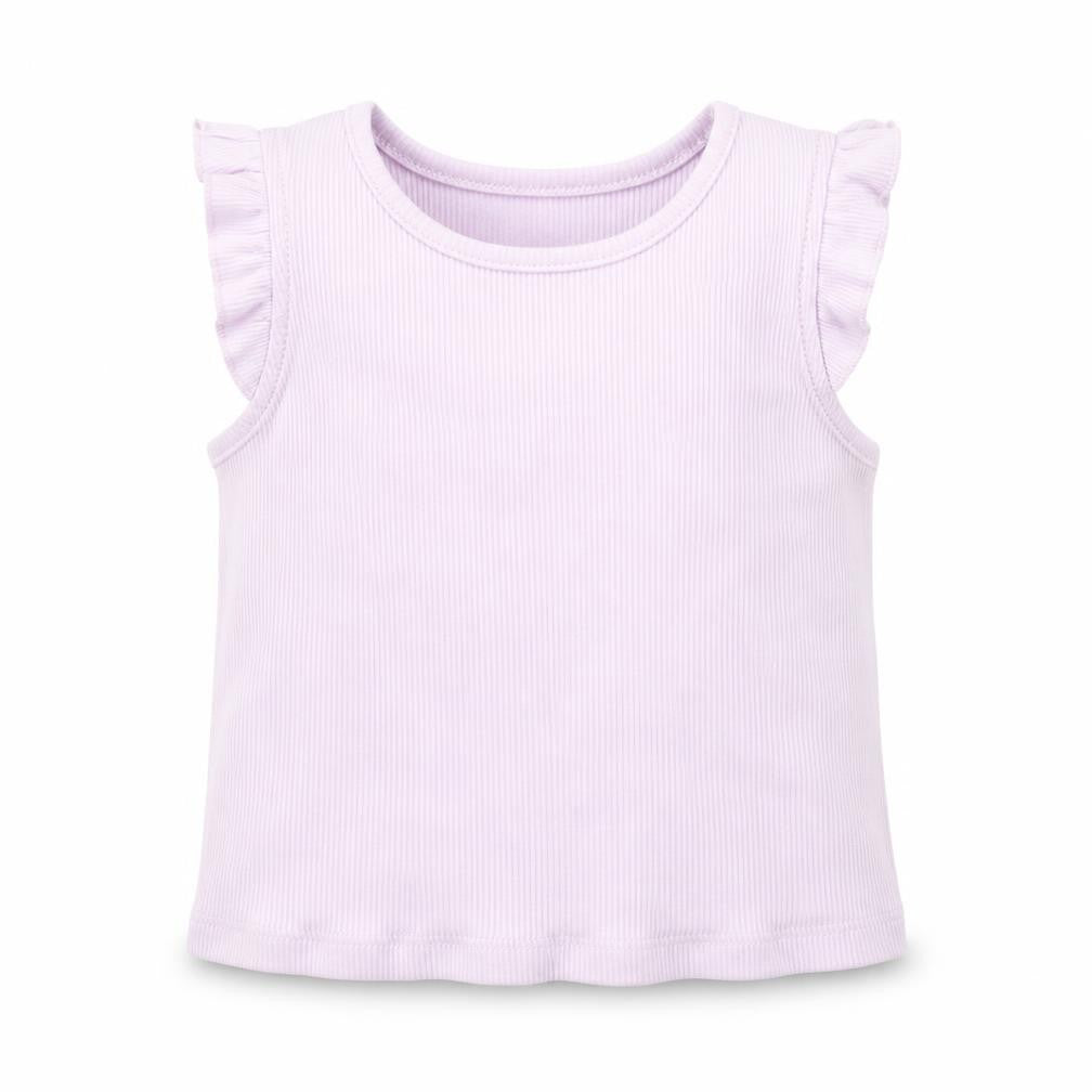 Front view of Primark girls’ purple cotton basic tank, size 0-3, months crew neck pullover