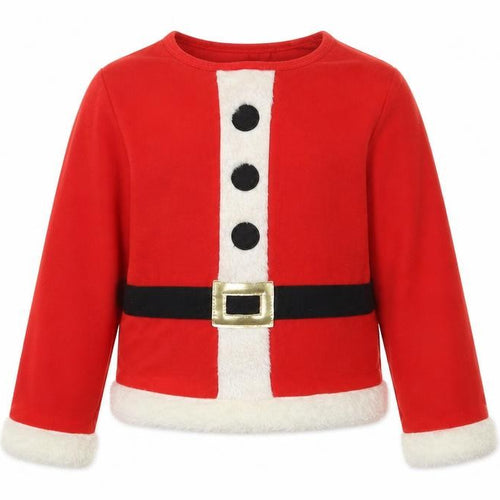 Preworn Boys Red  Polyester Basic T-Shirt Size 5-6 Years Crew Neck Pullover - Santa Fancy Dress Top