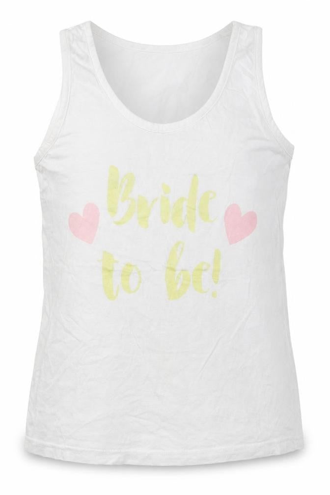 Front view of Adore women’s white cotton basic tank, size M, round neck - bride to be