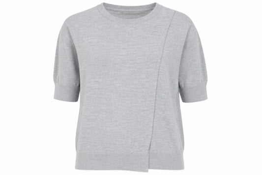 Front view of ASOS women’s grey crew neck acrylic jumper, size UK 6