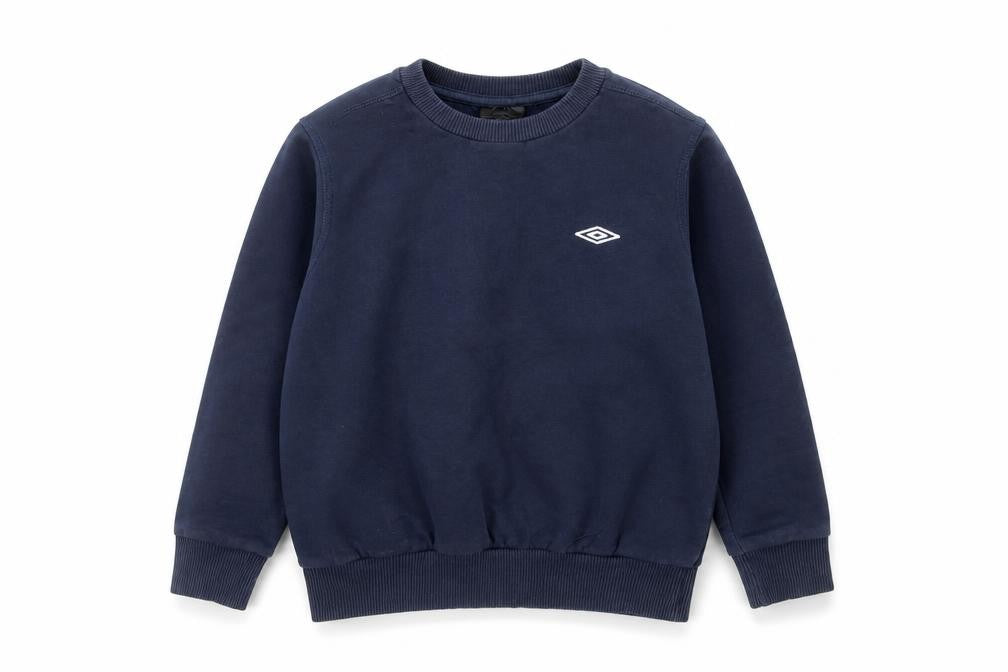 Front view of Umbro boys’ blue polyester pullover hoodie, size 7-8, years pullover