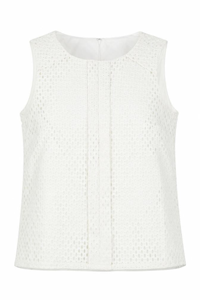 Warehouse Womens White  Nylon Basic Blouse Size 10 Round Neck