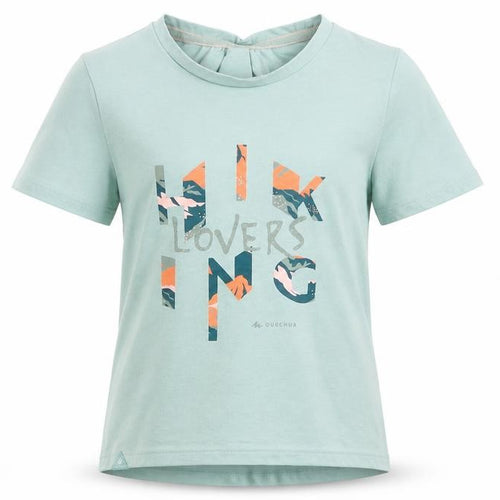 DECATHLON Girls Blue  Polyester Jersey T-Shirt Size 7-8 Years Round Neck Pullover - Hiking